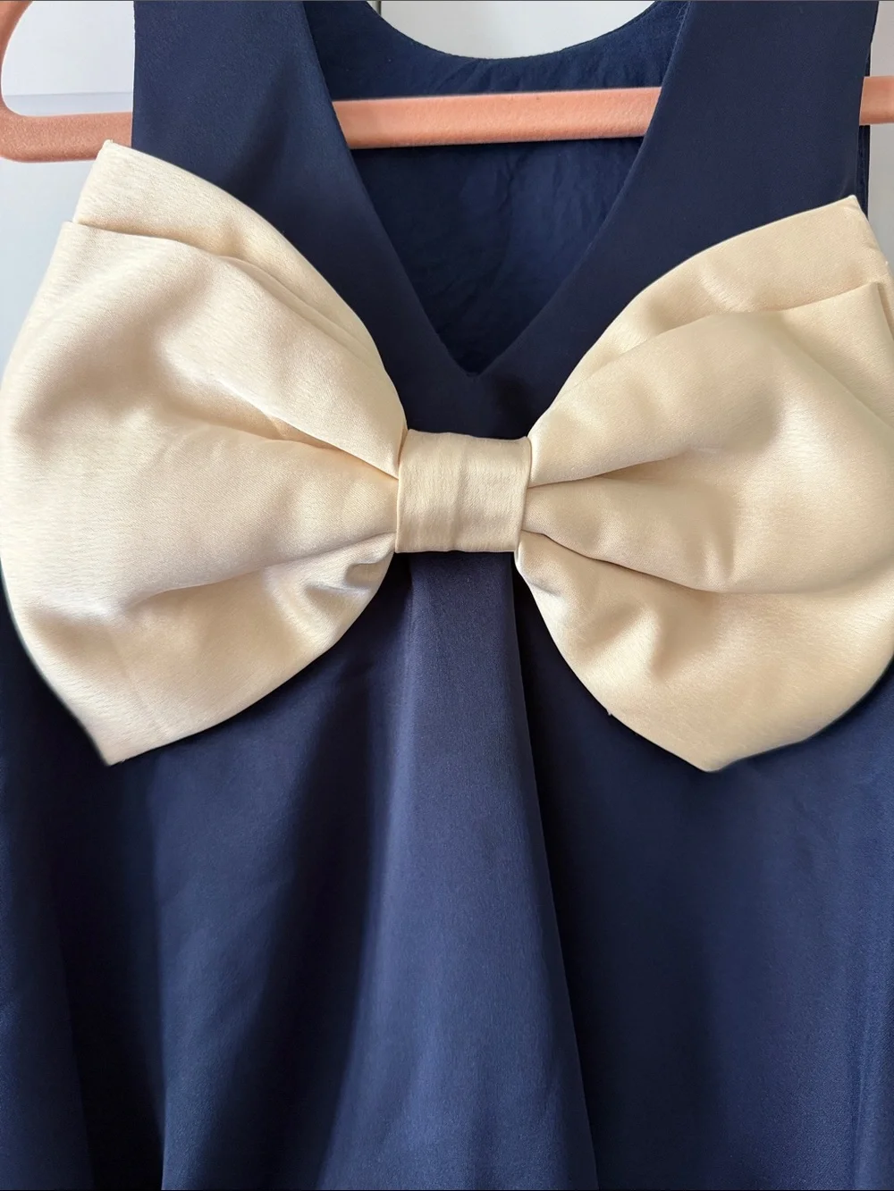 Konges Slojd Girls Navy Dress with Bow - Elegant Party Dress Size 5Y